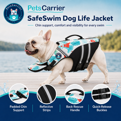 SafeSwim Dog Life Jacket with Chin Support