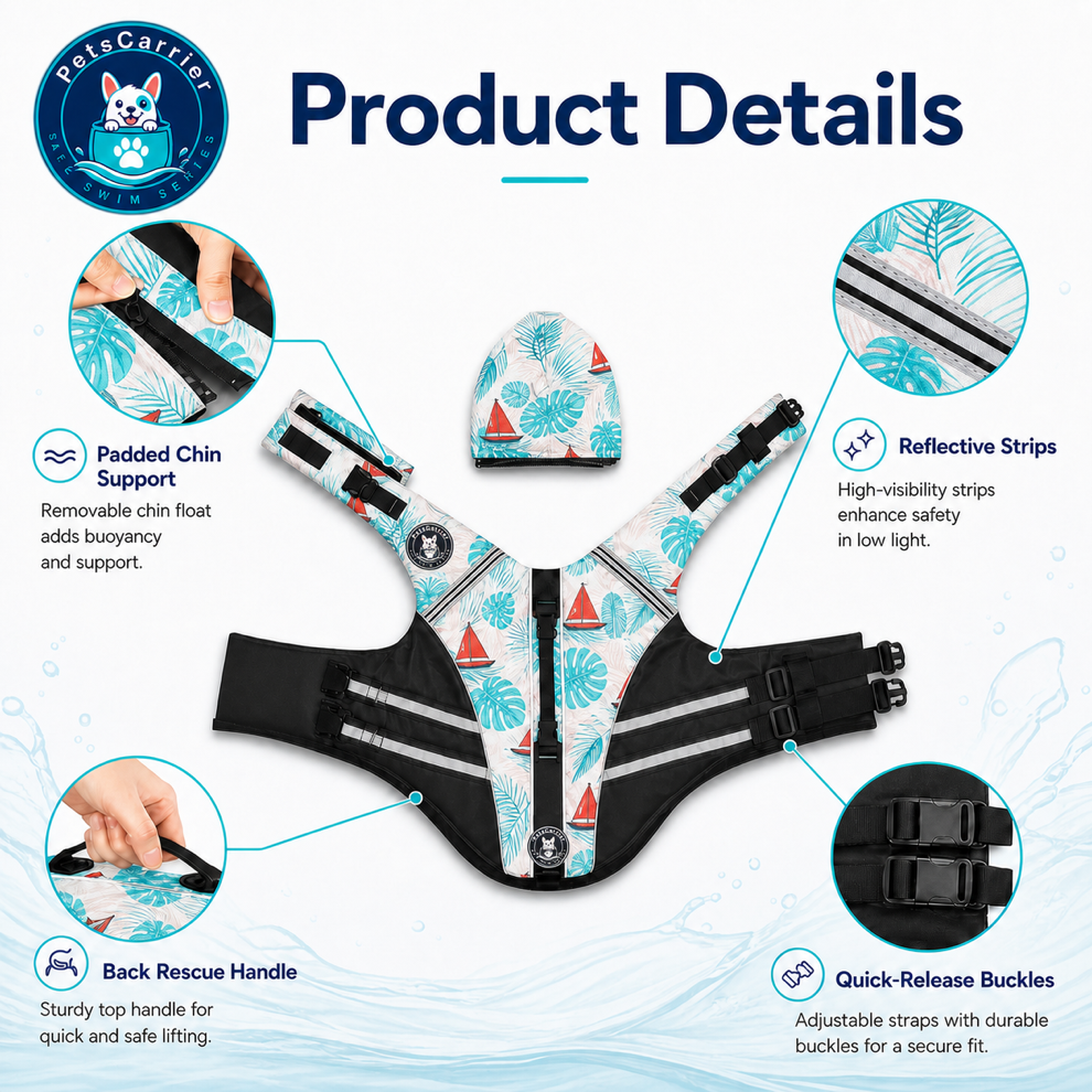 SafeSwim Dog Life Jacket with Chin Support